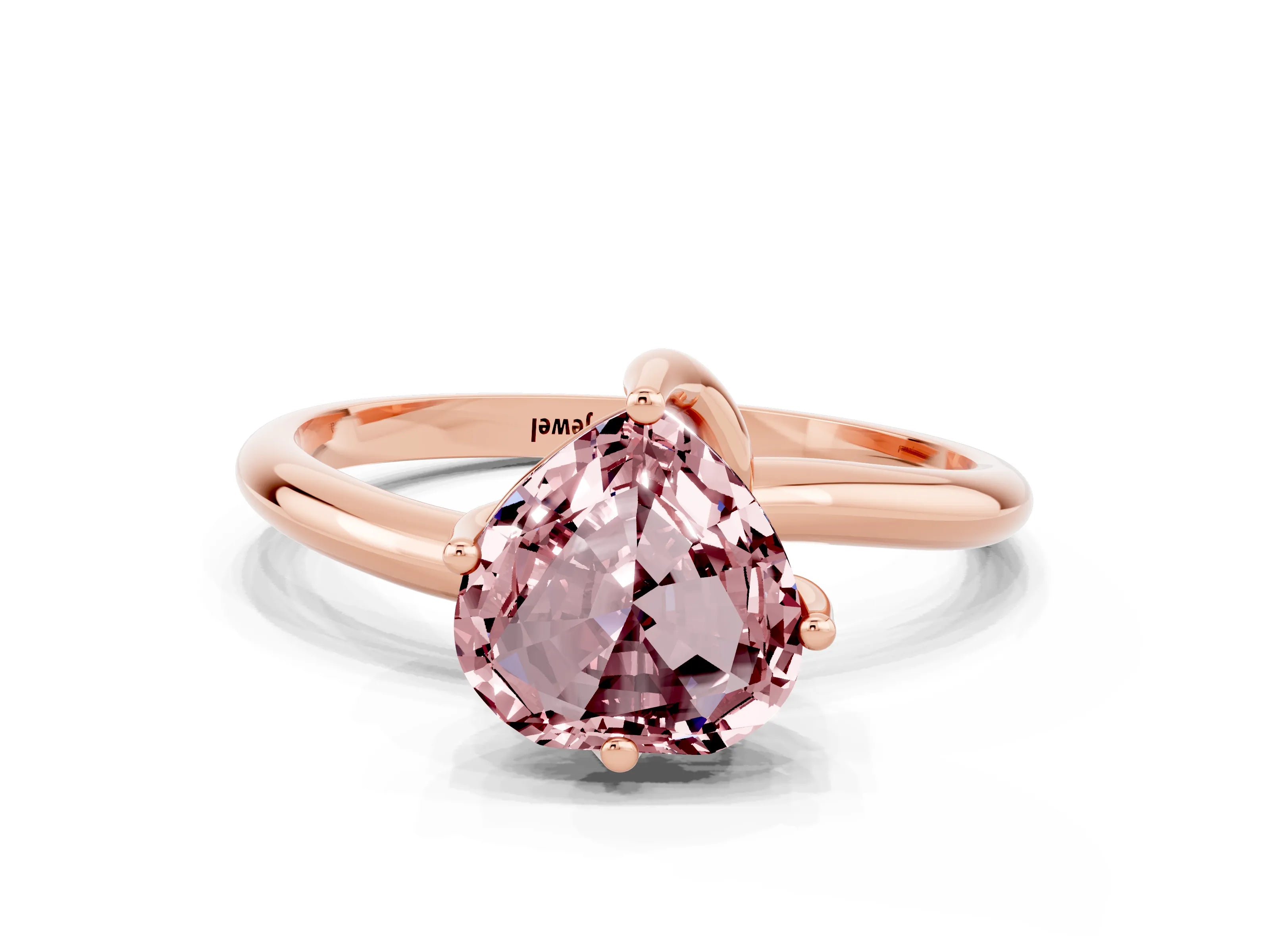 Rose gold Heart Cut Morganite Solitaire Engagement Ring with Four-Prong Setting and Classic Band_12