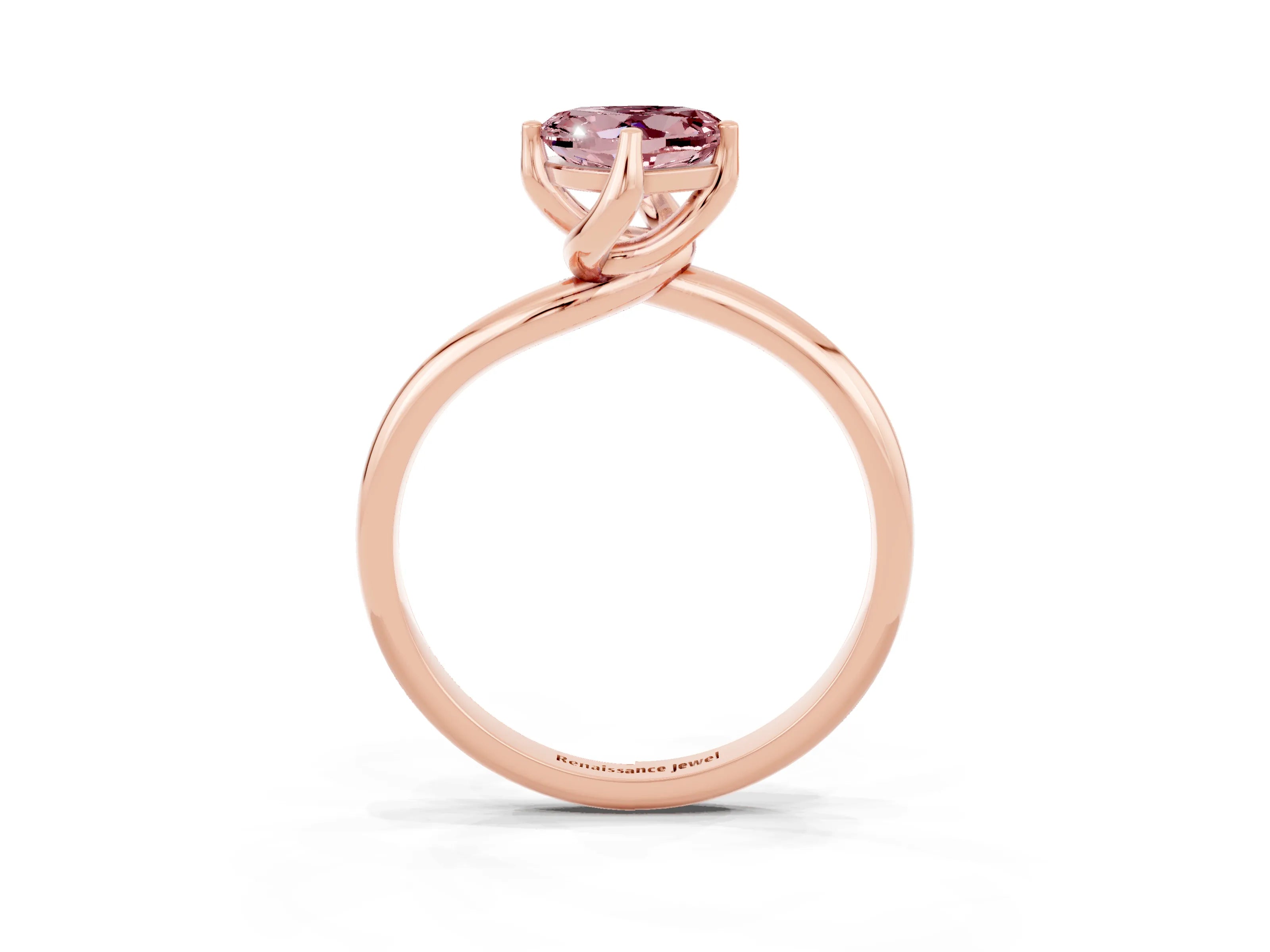 Rose gold Heart Cut Morganite Solitaire Engagement Ring with Four-Prong Setting and Classic Band_15