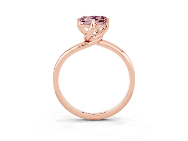 Rose gold Heart Cut Morganite Solitaire Engagement Ring with Four-Prong Setting and Classic Band