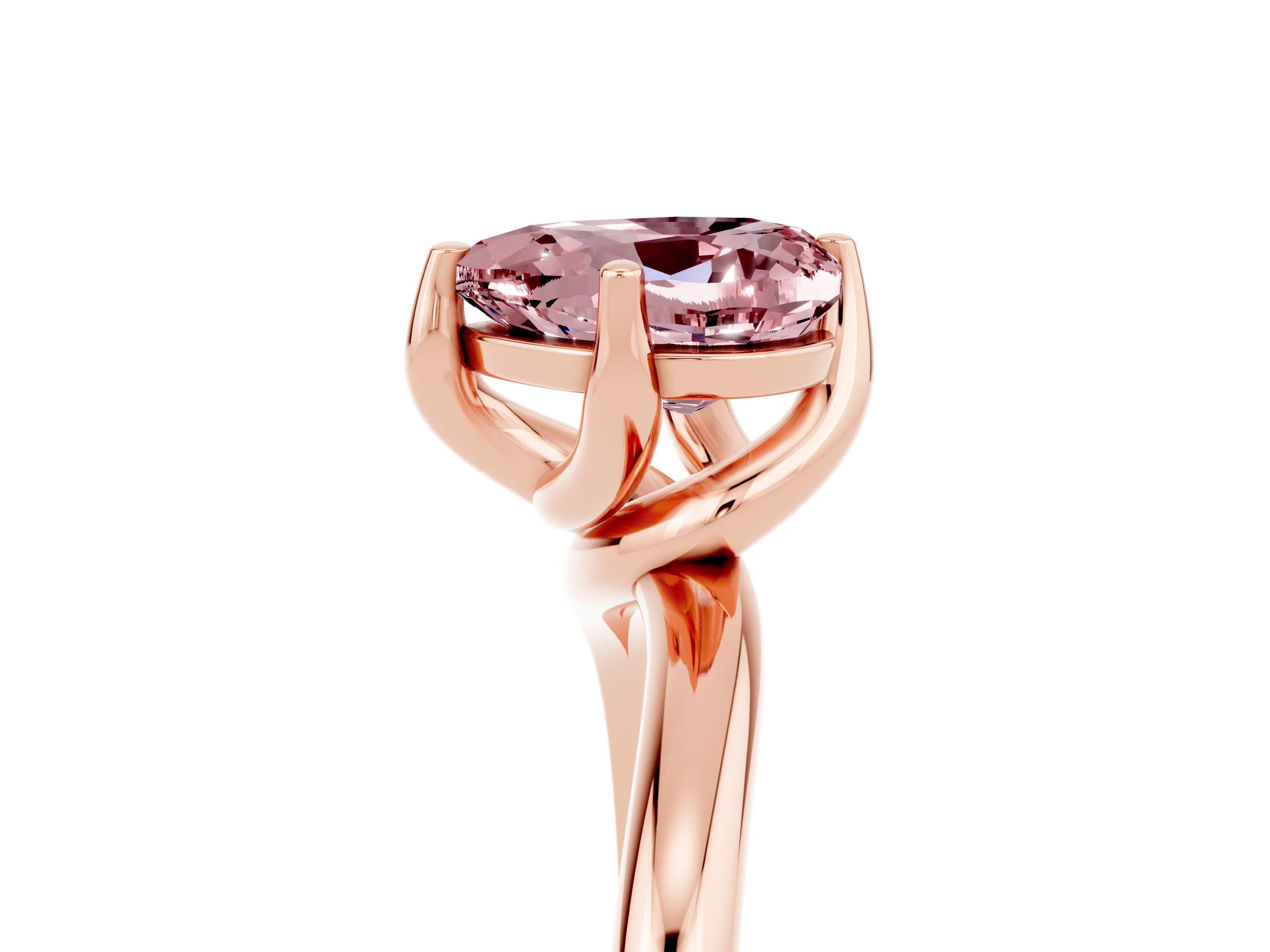 Rose gold Heart Cut Morganite Solitaire Engagement Ring with Four-Prong Setting and Classic Band_17