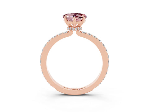 Rose gold Heart Cut Morganite Solitaire Engagement Ring with Pavé Band and Four-Prong Setting_3