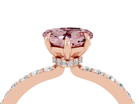 Rose gold Heart Cut Morganite Solitaire Engagement Ring with Pavé Band and Four-Prong Setting_4