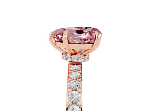 Rose gold Heart Cut Morganite Solitaire Engagement Ring with Pavé Band and Four-Prong Setting_5