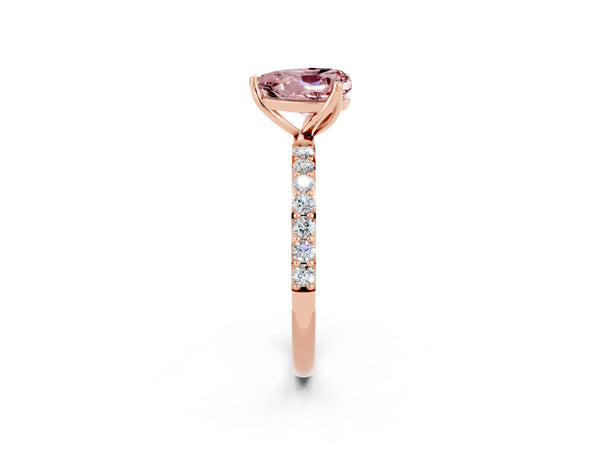 Rose gold Heart Cut Morganite Solitaire Engagement Ring with Round  Pavé Band and Prong Setting