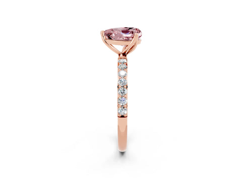 Rose gold Heart Cut Morganite Solitaire Engagement Ring with Pavé Band and Prong Setting_2
