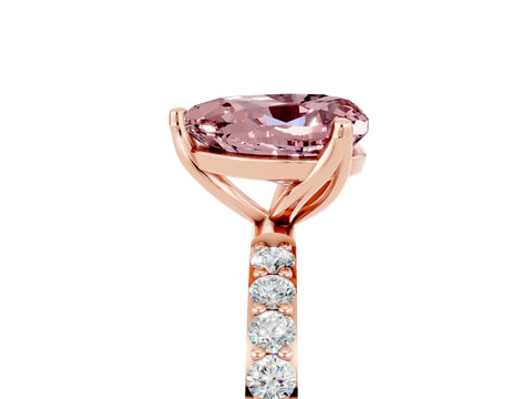 Rose gold Heart Cut Morganite Solitaire Engagement Ring with Pavé Band and Prong Setting_5