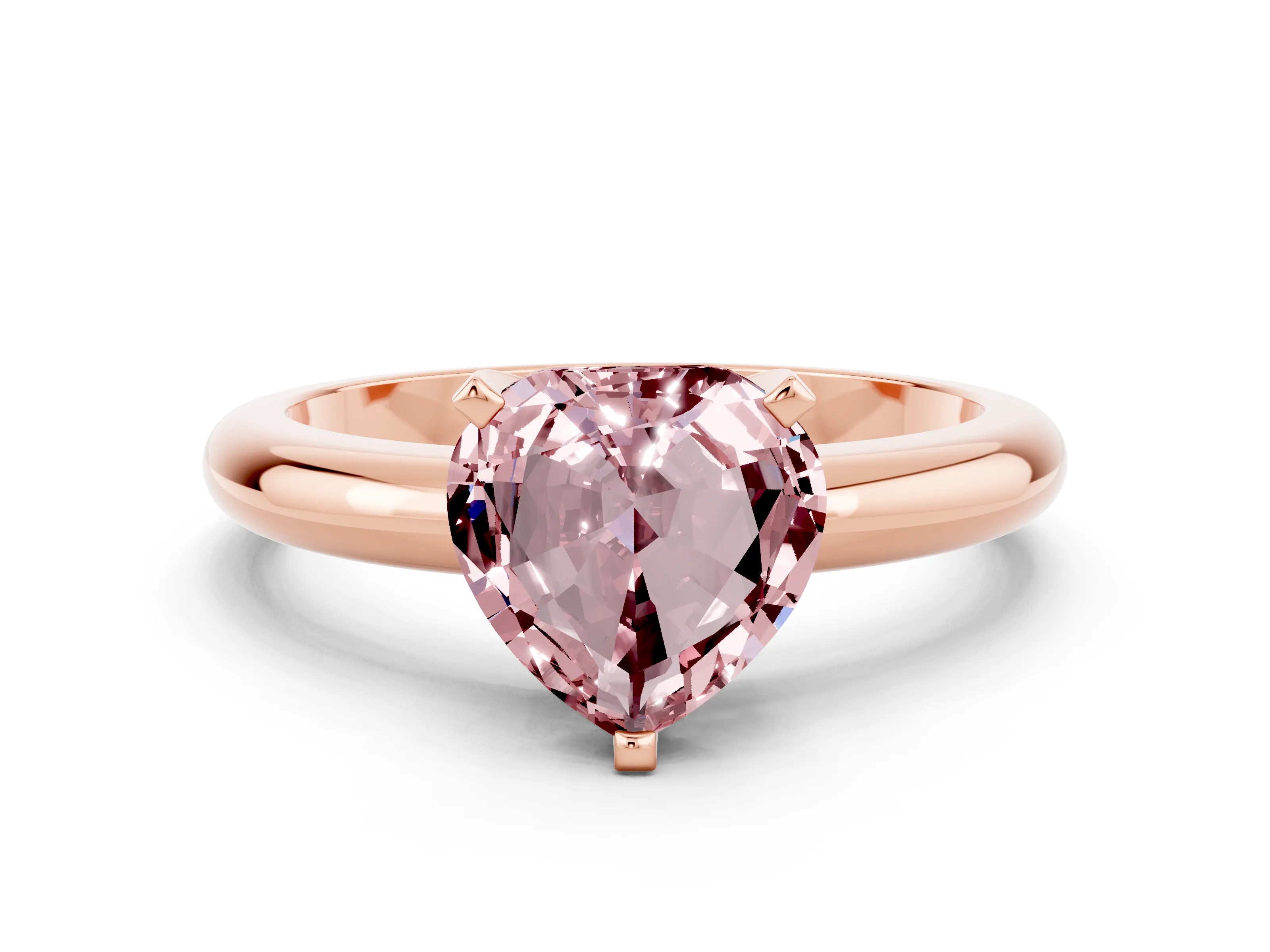 Rose gold Heart Cut Morganite Solitaire Engagement Ring with Round Band and Four-Prong Setting