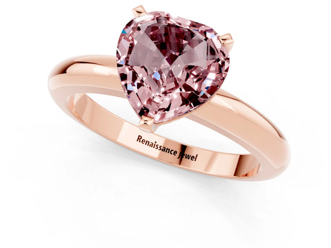 Rose gold Heart Cut Morganite Solitaire Engagement Ring with Round Band and Four-Prong Setting_1