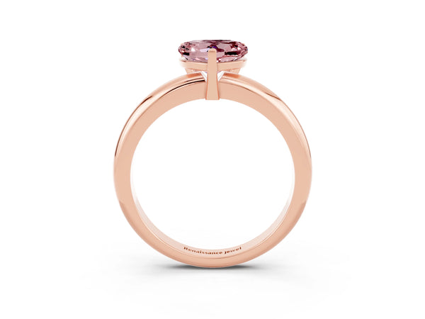 Rose gold Heart Cut Morganite Solitaire Engagement Ring with Round Band and Four-Prong Setting