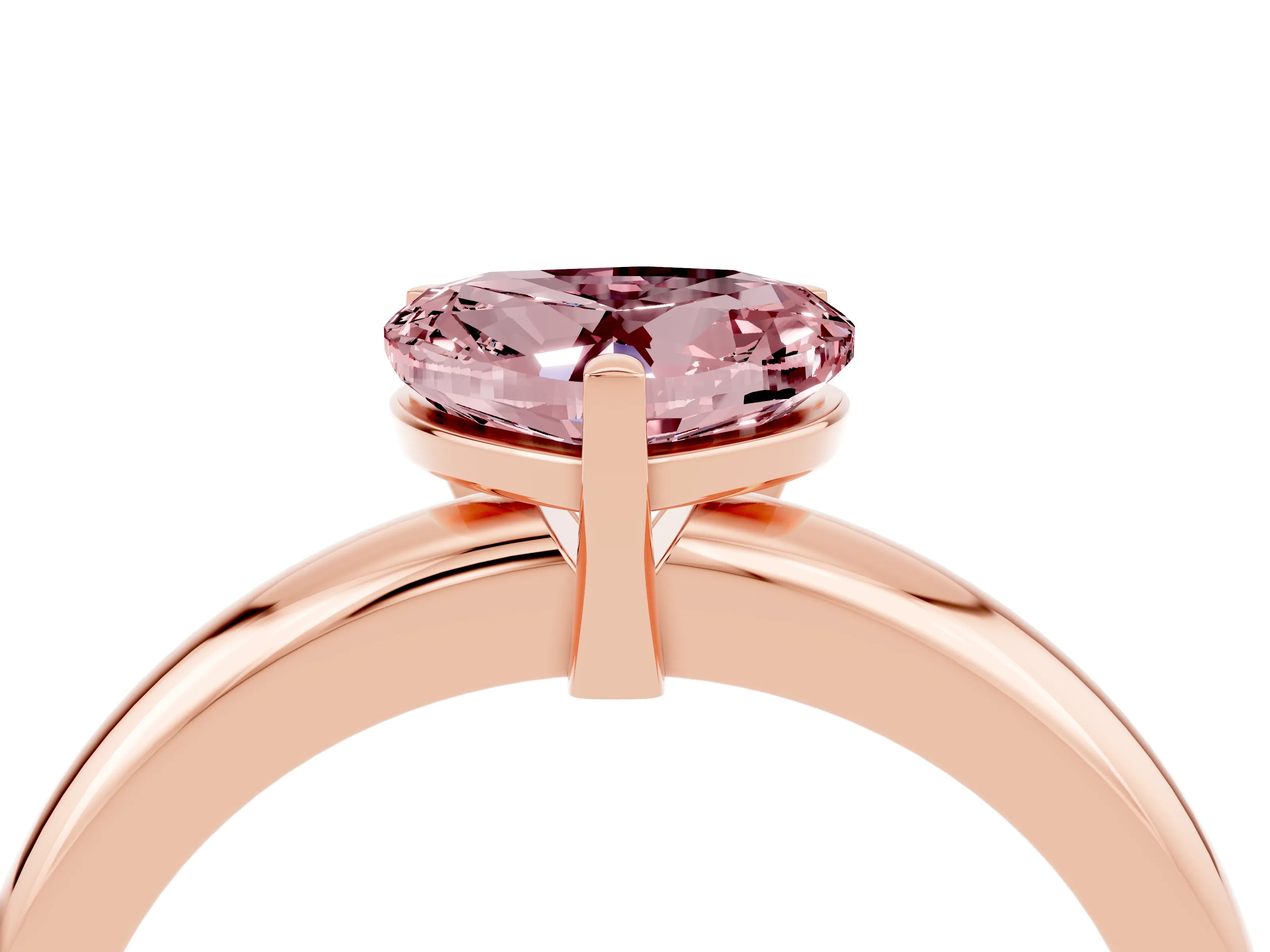 Rose gold Heart Cut Morganite Solitaire Engagement Ring with Round Band and Four-Prong Setting_4