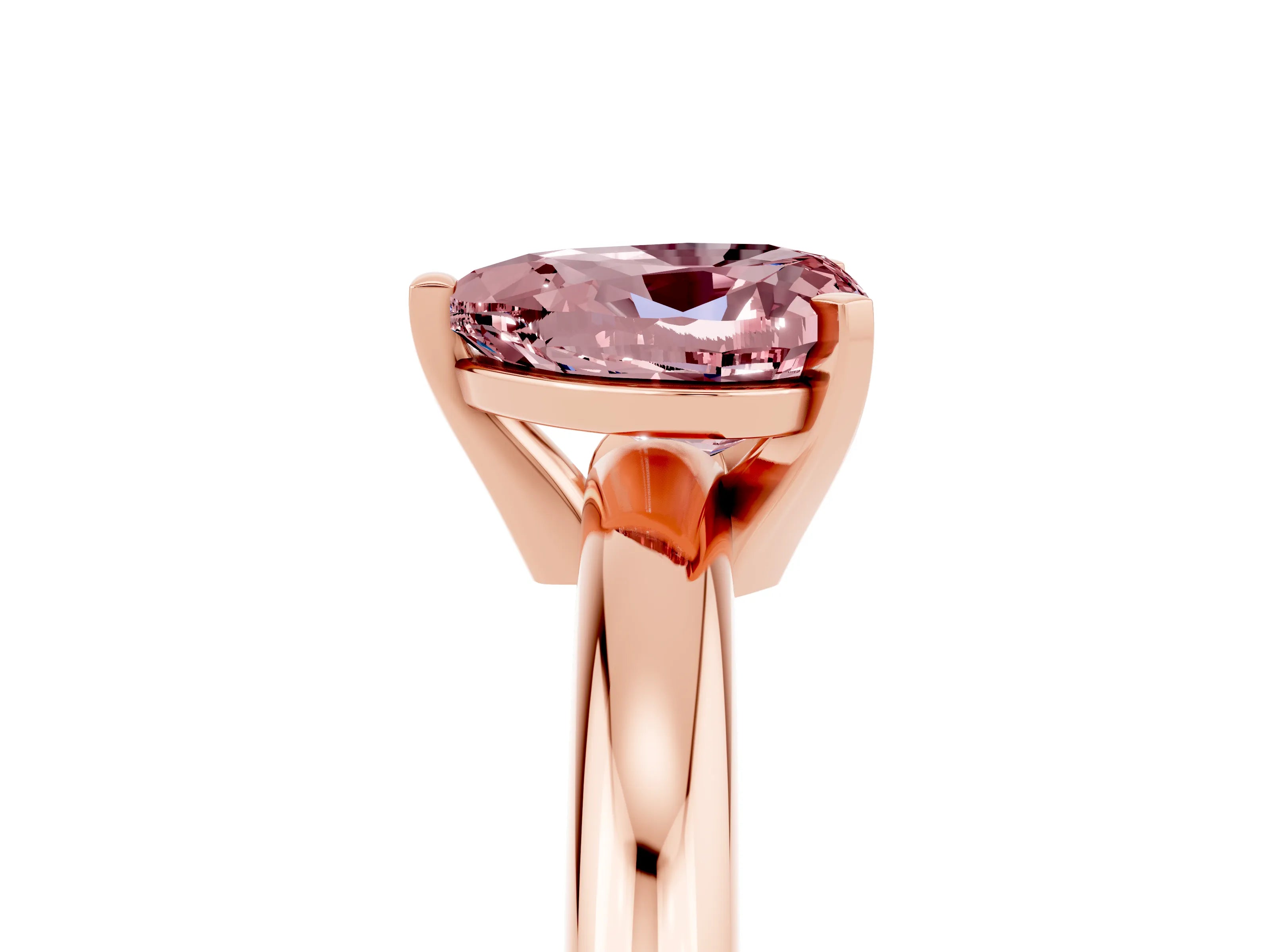 Rose gold Heart Cut Morganite Solitaire Engagement Ring with Round Band and Four-Prong Setting_5