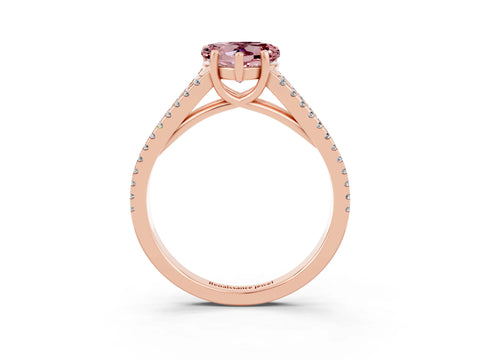 Rose gold Heart Cut Morganite Solitaire Engagement Ring with Split Shank Pavé Band_3