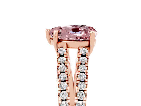 Rose gold Heart Cut Morganite Solitaire Engagement Ring with Split Shank Pavé Band_5