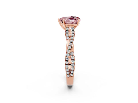 Rose gold Heart Cut Morganite Solitaire Engagement Ring with Twisted Pavé Band and Four-Prong Setting_14