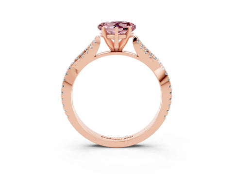 Rose gold Heart Cut Morganite Solitaire Engagement Ring with Twisted Pavé Band and Four-Prong Setting_15