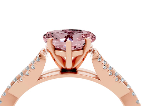 Rose gold Heart Cut Morganite Solitaire Engagement Ring with Twisted Pavé Band and Four-Prong Setting_16