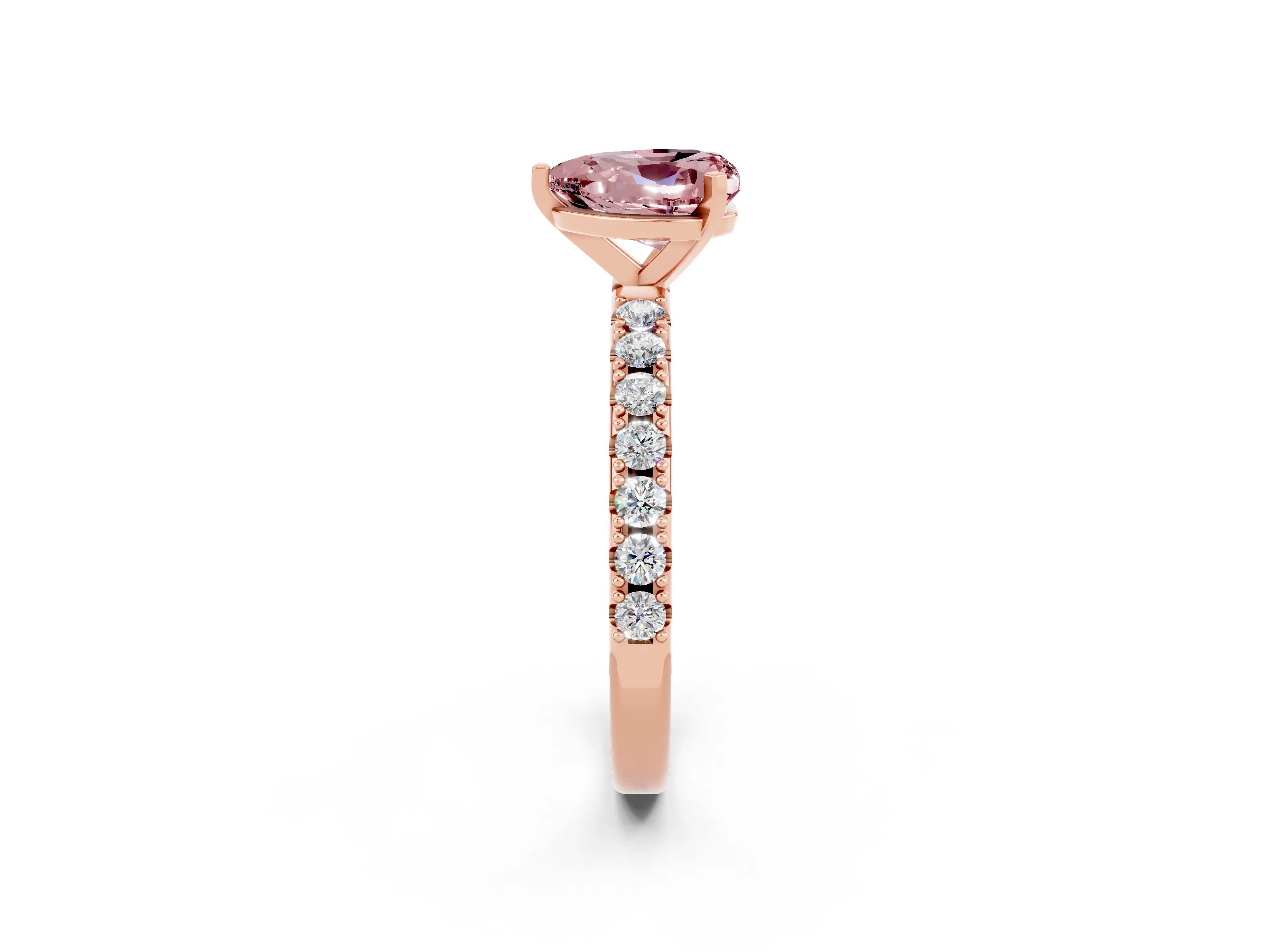 Rose gold Heart Cut Morganite Solitaire Pavé Band with Four-Prong Setting_2