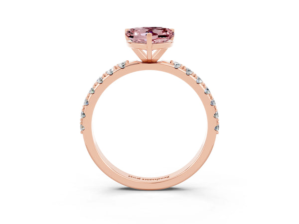 Rose gold Heart Cut Morganite Solitaire Pavé Band with Four-Prong Setting