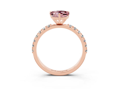 Rose gold Heart Cut Morganite Solitaire Pavé Band with Four-Prong Setting_3