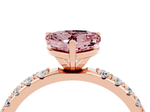 Rose gold Heart Cut Morganite Solitaire Pavé Band with Four-Prong Setting_4