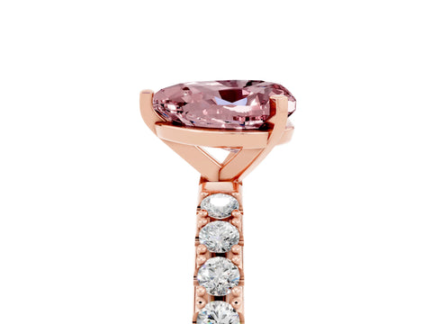 Rose gold Heart Cut Morganite Solitaire Pavé Band with Four-Prong Setting_5