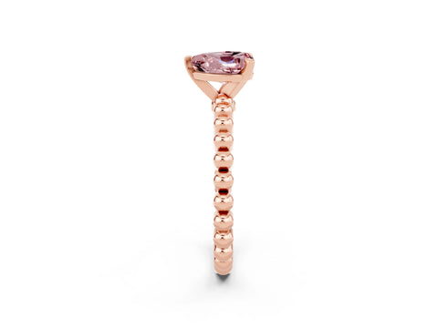 Rose gold Heart Cut Morganite Solitaire Ring with Beaded Band and Prong Setting_2