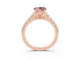Rose gold Heart Cut Morganite Solitaire Ring with Cathedral Setting and Pavé Band_3