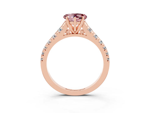 Rose gold Heart Cut Morganite Solitaire Ring with Cathedral Setting and Pavé Band_3
