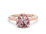 Rose gold Heart Cut Morganite Solitaire Ring with Flower Prong Setting and Classic Band_12