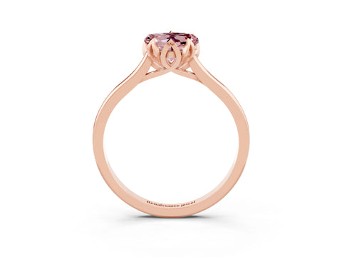 Rose gold Heart Cut Morganite Solitaire Ring with Flower Prong Setting and Classic Band_15