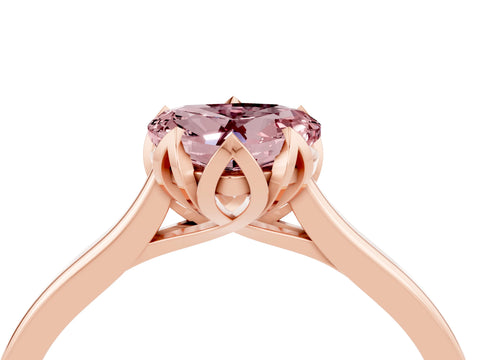 Rose gold Heart Cut Morganite Solitaire Ring with Flower Prong Setting and Classic Band_16