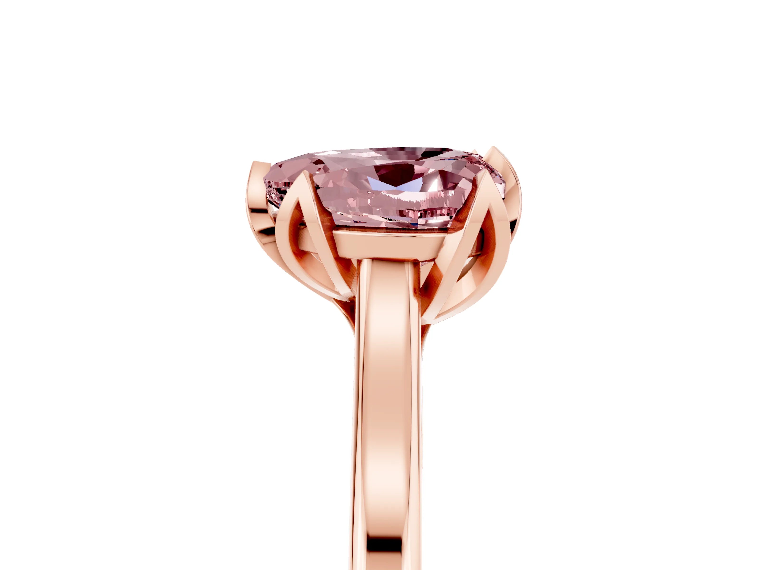 Rose gold Heart Cut Morganite Solitaire Ring with Flower Prong Setting and Classic Band_17