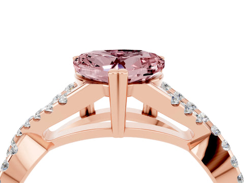 Rose gold Heart Cut Morganite Solitaire Ring with Four-Prong Setting and Twisted Pavé Band_4