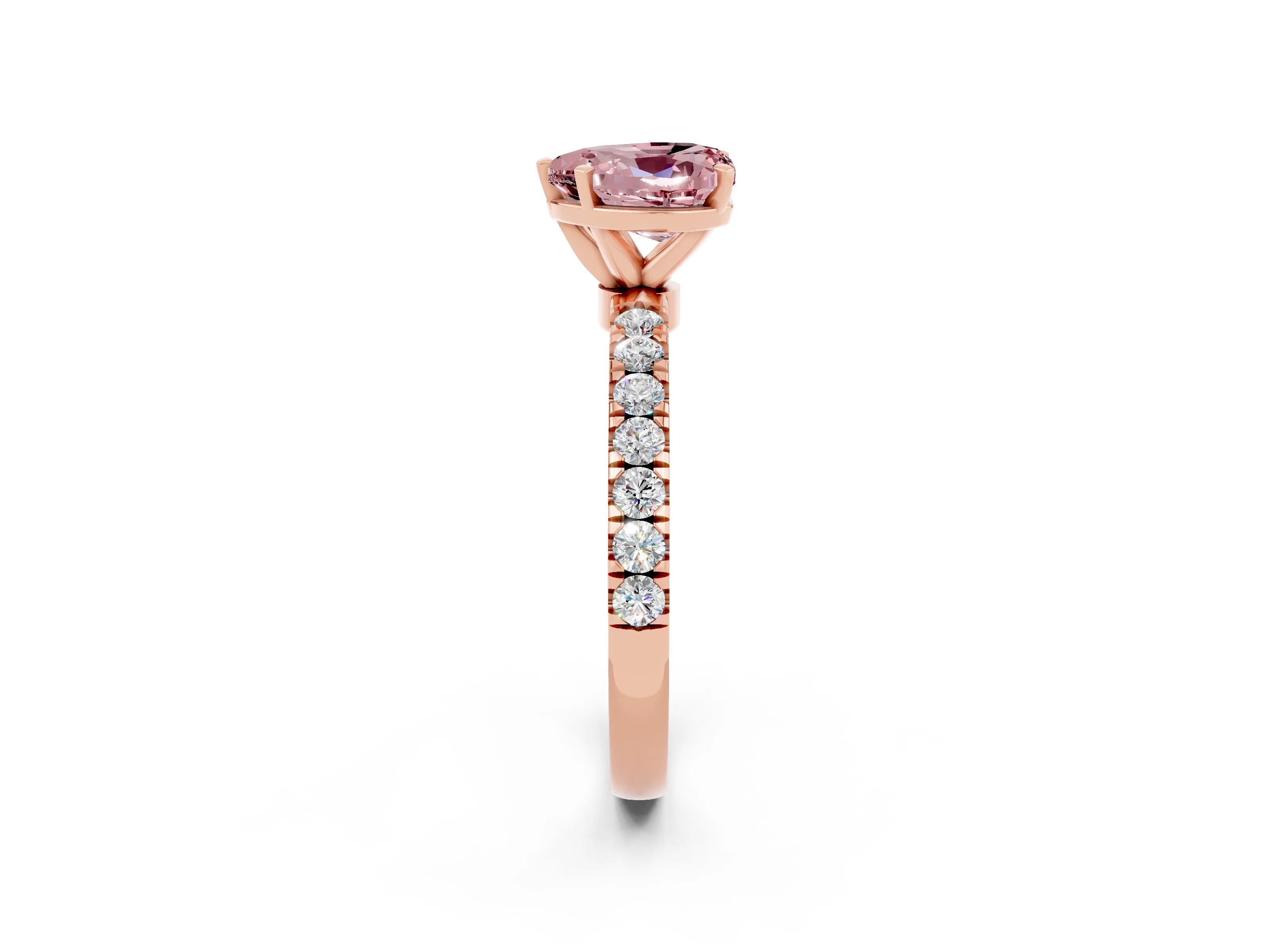 Rose gold Heart Cut Morganite Solitaire Ring with Pavé Accents and Four-Prong Setting_2