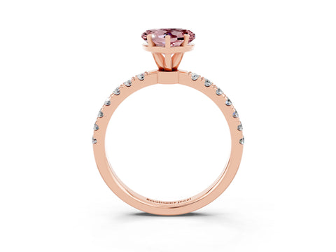Rose gold Heart Cut Morganite Solitaire Ring with Pavé Accents and Four-Prong Setting_3