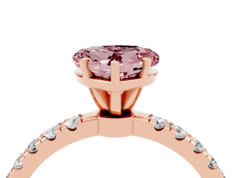 Rose gold Heart Cut Morganite Solitaire Ring with Pavé Accents and Four-Prong Setting_4