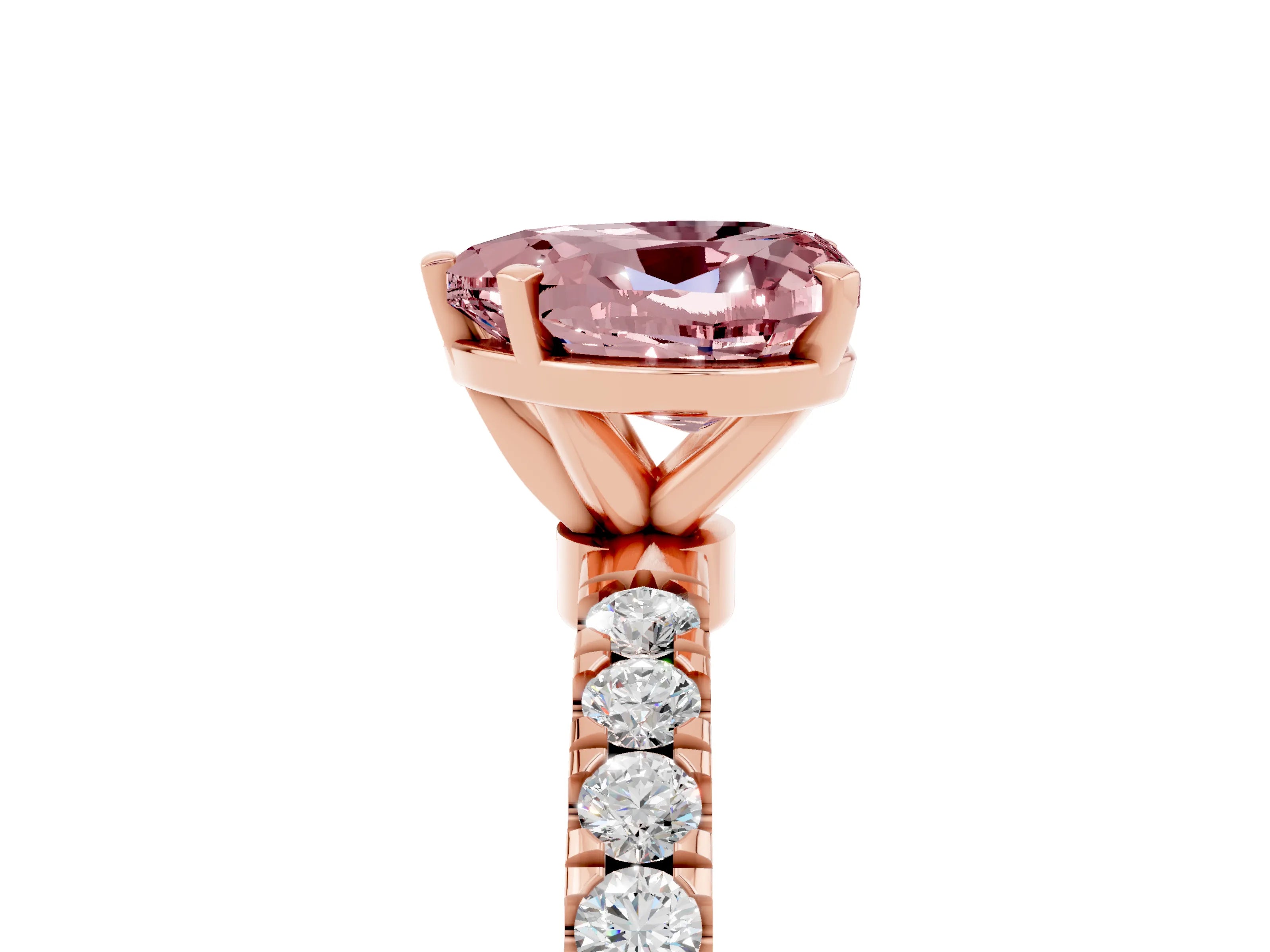 Rose gold Heart Cut Morganite Solitaire Ring with Pavé Accents and Four-Prong Setting_5