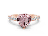 Rose gold Heart Cut Morganite Solitaire Ring with Pavé Band and Four-Prong Setting_24