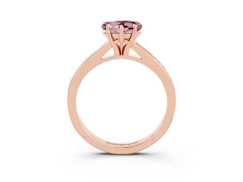 Rose gold Heart Cut Morganite Solitaire Ring with Pavé Band and Prong Setting_3