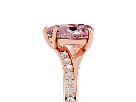 Rose gold Heart Cut Morganite Solitaire Ring with Pavé Band and Prong Setting_5