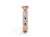Rose gold Heart Cut Morganite Solitaire Ring with Pavé and Channel Set Band_2