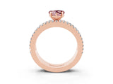 Rose gold Heart Cut Morganite Solitaire Ring with Pavé and Channel Set Band_3