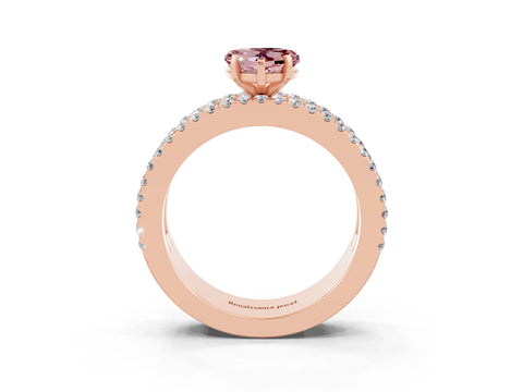 Rose gold Heart Cut Morganite Solitaire Ring with Pavé and Channel Set Band_3