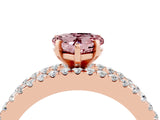Rose gold Heart Cut Morganite Solitaire Ring with Pavé and Channel Set Band_4
