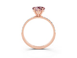 Rose gold Heart Cut Morganite Solitaire Ring with Pave Band and Four Prong Setting_27