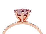 Rose gold Heart Cut Morganite Solitaire Ring with Pave Band and Four Prong Setting_28