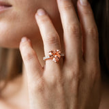 Rose gold Heart Cut Morganite Solitaire Ring with Round  Pavé Band and Four-Prong Setting_44