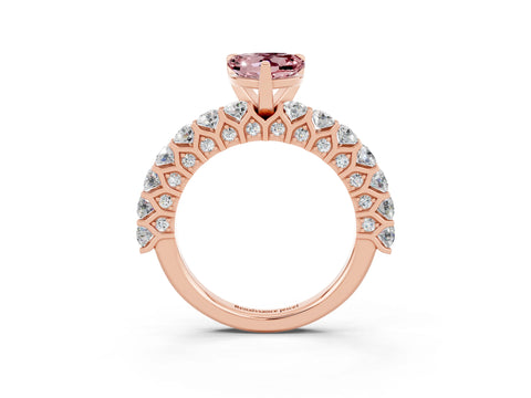 Rose gold Heart Cut Morganite Solitaire Ring with Shared Prong Pavé Band and Four-Prong Setting_3