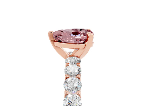 Rose gold Heart Cut Morganite Solitaire Ring with Shared Prong Pavé Band and Four-Prong Setting_5