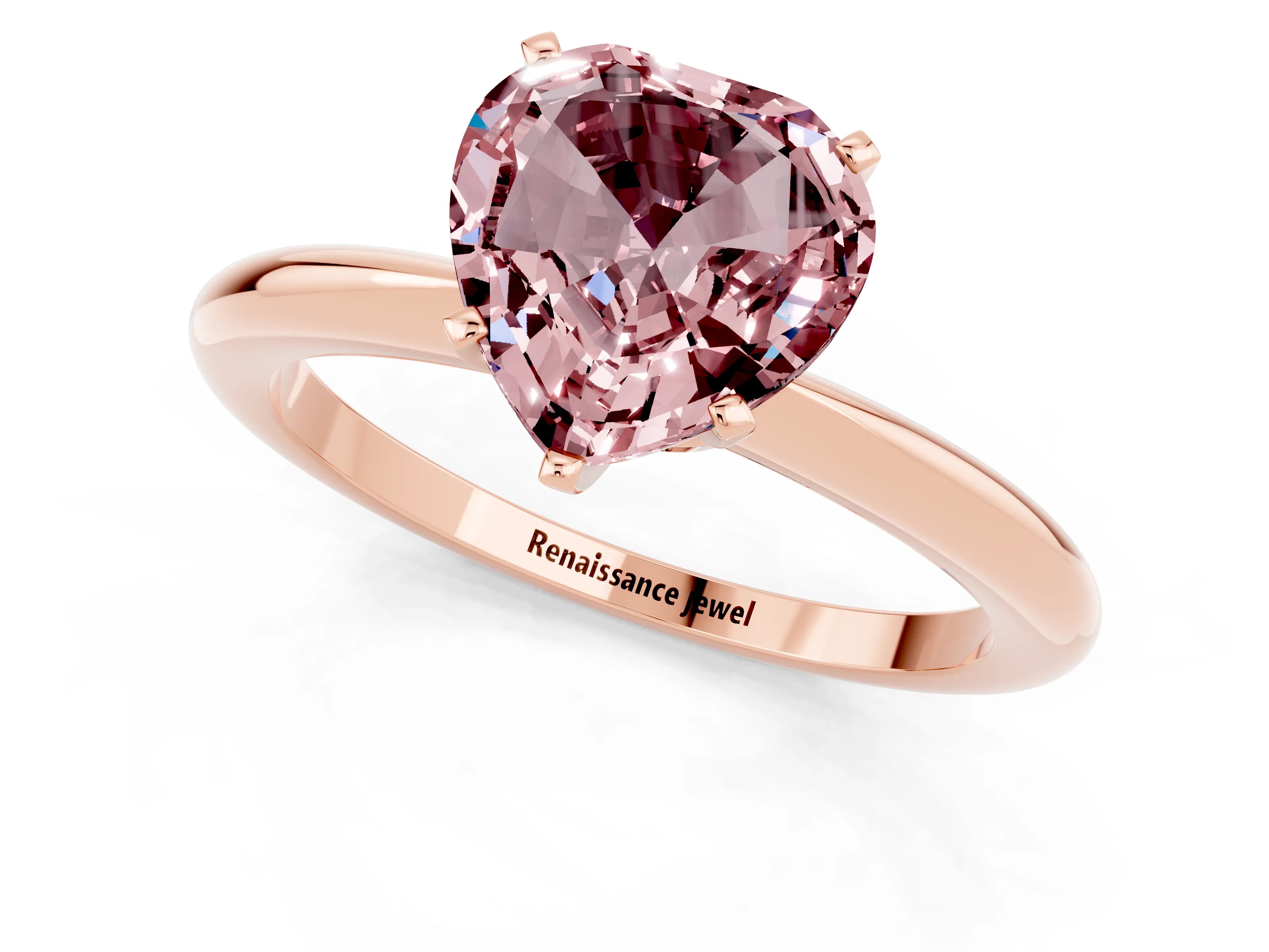 Rose gold Heart Cut Morganite Solitaire Ring with Six-Prong Setting and Classic Band_1